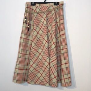 Vintage made in England plaid cotton midi skirt